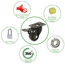 Carica l'immagine nel visualizzatore di Gallery, GBL - Set di 4 Nero 4 Ruote Per Carrello 50mm 200KG + 16 Vite, 50mm,