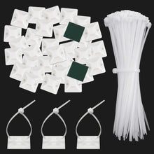 Carica l'immagine nel visualizzatore di Gallery, Caiery 100pz Autoadesivo Clip Cavo Fermacavi 150X2.5MM, Bianco+bianco - Ilgrandebazar