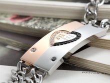 Carica l'immagine nel visualizzatore di Gallery, Flongo Mosaico Zircone Acciaio Braccialetti Coppia Uomo Donna Completo - Ilgrandebazar