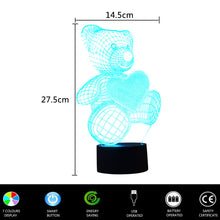 Carica l'immagine nel visualizzatore di Gallery, Coolzon 3D Illusion Lampada Luce Notte Bambini Comodino Toccare Orsacchiotto - Ilgrandebazar