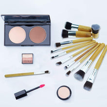 Carica l'immagine nel visualizzatore di Gallery, Start Makers Pennelli Make up in Bambù -12 Naturali per il Trucco -...