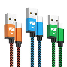 Carica l'immagine nel visualizzatore di Gallery, Cavo USB Tipo C Rapida Ricarica C 2M 3-Pezzi Nylon Intrecciato Cavo... - Ilgrandebazar