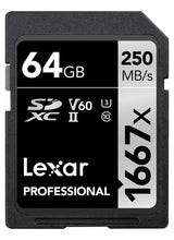 Carica l'immagine nel visualizzatore di Gallery, Lexar Professional 1667x SDXC - Schede UHS-II, 64GB - Ilgrandebazar