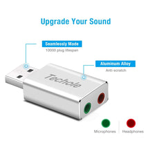 Carica l'immagine nel visualizzatore di Gallery, Scheda Audio USB Esterna, Techole Alluminio Adattatore da a Argento - Ilgrandebazar