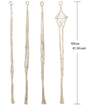 Carica l'immagine nel visualizzatore di Gallery, Luxbon Set di 4 Fioriere Sospese in Macrame da Interno ed Esterno 104cm, Beige - Ilgrandebazar