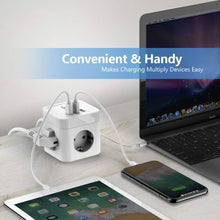 Carica l'immagine nel visualizzatore di Gallery, JSVER Multipresa Cubo 3 Scomparti con 3 USB, Power Strip Cube Bianco - Ilgrandebazar