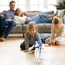 Carica l'immagine nel visualizzatore di Gallery, NEWYANG Robot Giocattolo Bambini - Robot Telecomandato con Intelligente Programmabile, Gesture Sensing,Parla,Cammina,Cantando e Balla,USB Ricarica Toy Robot (Blu)