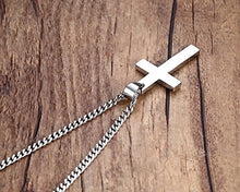 Carica l'immagine nel visualizzatore di Gallery, VNOX Collana con Pendente in Acciaio Inox Normale Semplice Croce Uomo Argento - Ilgrandebazar