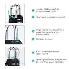Carica l'immagine nel visualizzatore di Gallery, Lucchetto Combinazione, [Confezione Da 2] [Nuova Versione] Diyife Nero - Ilgrandebazar