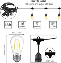 Carica l'immagine nel visualizzatore di Gallery, Catene Luminose, Illuminazione LED Luce Della Stringa 48Ft-16Prese, Giallo - Ilgrandebazar