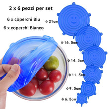 Carica l'immagine nel visualizzatore di Gallery, Newdora Coperchi in Silicone Elastici Pacco da 12 Blu E Bianco