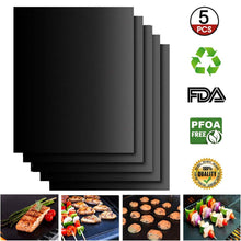 Carica l'immagine nel visualizzatore di Gallery, EXTSUD Set di 5 Tappetini da BBQ Griglia Resistente al Calore Nero 5 Pezzi - Ilgrandebazar