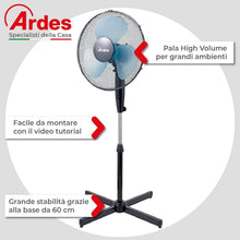 Carica l'immagine nel visualizzatore di Gallery, Ardes AR5EA40P Ventilatore Piantana, Nero, Pala 40 cm