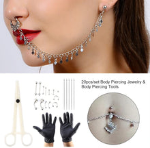 Carica l'immagine nel visualizzatore di Gallery, 20 pezzi/set Kit professionale per body piercing, aghi piercing in acciaio