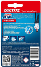 Carica l'immagine nel visualizzatore di Gallery, Loctite Super Attak Precision, Colla liquida trasparente con beccuccio extra lungo, Colla universale istantanea multimateriale, Colla resistente e precisa, 1 x 5g