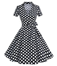 Carica l'immagine nel visualizzatore di Gallery, Timormode Donna A-Line Short Sleeve Retro 1950s Vintage Prom L, Black Dots - Ilgrandebazar
