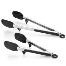 Carica l'immagine nel visualizzatore di Gallery, Zanmini Pinze Cucina, Pinza Set a Padella Antiaderente, Acciaio Inox, Nero - Ilgrandebazar