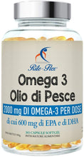 Carica l'immagine nel visualizzatore di Gallery, Rite-Flex | Olio di Pesce Omega 3 2000mg | Integratore Alimentare di 600mg EPA e DHA (365 Capsule Softgel)