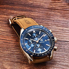 Carica l'immagine nel visualizzatore di Gallery, Benyar impermeabile cronografo orologi moda casual cinturino Marrone Blu - Ilgrandebazar