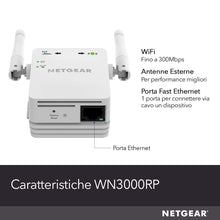 Carica l'immagine nel visualizzatore di Gallery, Netgear WN3000RP Ripetitore WiFi N300, Extender single 300 Mbps, Bianco
