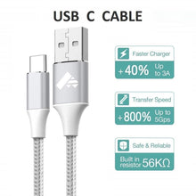 Carica l'immagine nel visualizzatore di Gallery, Cavo USB C, Tipo C 2M 2Pezzi Nylon 2pezzi 2m bianco, bianco - Ilgrandebazar
