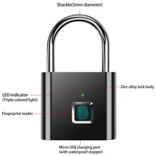 Carica l'immagine nel visualizzatore di Gallery, Smart fingerprint lock Door lock,Lucchetto Per Impronte Senza Bluetooth - Ilgrandebazar