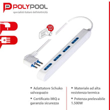 Carica l'immagine nel visualizzatore di Gallery, Poly Pool PP2522 Presa Multipla SPAZIOZERO Con Spina 16 A Grande E 4 Bianco - Ilgrandebazar