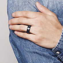 Carica l'immagine nel visualizzatore di Gallery, Nuncad Anello uomo/donna celtico nero-blu con fibra di carbonio, zircone,... - Ilgrandebazar