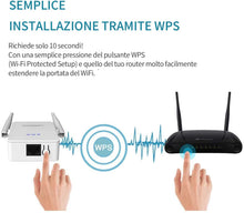 Carica l'immagine nel visualizzatore di Gallery, JOOWIN Ripetitore WiFi 300Mbps WiFi Extender 2.4GHz Wireless Amplificatore WiFi, Modalità Ripetitore/Router/AP/Bridge, Ripetitore WiFi potente con WPS, Ripetitore WiFi Ethernet White