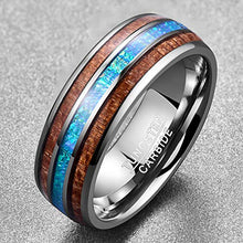 Carica l'immagine nel visualizzatore di Gallery, NUNCAD Anello Uomo/Donna con Shell + Legno/Opale Tungsteno Legno + Blu Opale - Ilgrandebazar