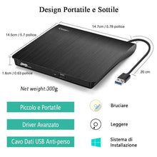 Carica l'immagine nel visualizzatore di Gallery, Masterizzatore DVD CD Externo, Cocopa Unità 3.5 x 2.6 x 0.3 inches, Black-G - Ilgrandebazar