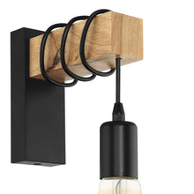 Carica l'immagine nel visualizzatore di Gallery, EGLO 32917 - Applique da parete in metallo, Nero/Legno Nero - Ilgrandebazar