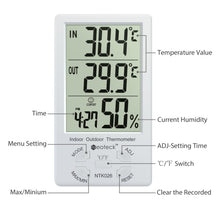Carica l'immagine nel visualizzatore di Gallery, Neoteck Digitale LCD Termometro Igrometro Interno Esterno Misuratore Bianco