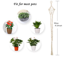 Carica l'immagine nel visualizzatore di Gallery, Luxbon Set di 4 Fioriere Sospese in Macrame da Interno ed Esterno 104cm, Beige - Ilgrandebazar