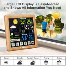 Carica l'immagine nel visualizzatore di Gallery, FLOUREON Stazione Meteorologica Automatica Digitale Wireless Colore del legno - Ilgrandebazar