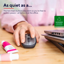 Carica l'immagine nel visualizzatore di Gallery, Trust Yvi+ Mouse Wireless Silenzioso con Design Sostenibile, 800-1600 DPI, per Mano Sinistra e Destra, Microricevitore USB, Mouse Senza Fili Compatto per PC, Computer, Laptop, Mac - Nero
