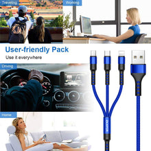 Carica l'immagine nel visualizzatore di Gallery, ZKAPOR Multi Cavo di Ricarica, 3 in 1 Multiplo Cavetto Micro USB 1.2M, Blu
