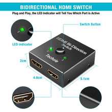 Carica l'immagine nel visualizzatore di Gallery, HDMI Switch, Techole Switch Bidirezionale 2 Ingressi 1 Uscita Nero - Ilgrandebazar