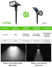 Carica l'immagine nel visualizzatore di Gallery, 12 LED Luci Solari Esterno, IP67 Luce Solare con 2 Modalità di 2 pezzi - Ilgrandebazar