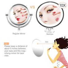 Carica l'immagine nel visualizzatore di Gallery, Bestope Specchio Ingranditore da Trucco con Luce LED, Bianco Tondo 10x