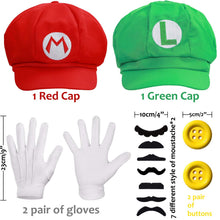 Carica l'immagine nel visualizzatore di Gallery, iZoeL Costume Super Mario Luigi Incluso 2X Cappello 4X Guanti... - Ilgrandebazar