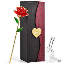 Carica l'immagine nel visualizzatore di Gallery, FORGIFTING Fiore di Vera Rosa Placcata con Oro 24K, Rose Rossa - Ilgrandebazar
