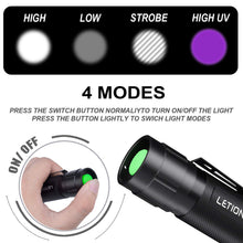 Carica l'immagine nel visualizzatore di Gallery, LETION Torcia UV LED Lampada Tascabile, compatto, portatile, Nero - Ilgrandebazar