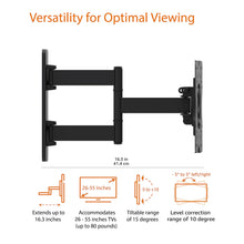 Carica l'immagine nel visualizzatore di Gallery, Amazon Basics Staffa snodata da parete, per TV da 26” a 55”, Nero