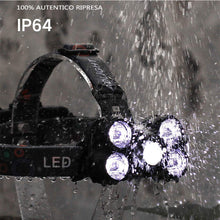 Carica l'immagine nel visualizzatore di Gallery, COOLEAD Torcia Frontale Zoomable 4 Modalità 5 LED Ricaricabile Black - Ilgrandebazar