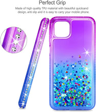 Carica l'immagine nel visualizzatore di Gallery, AROYI Cover Compatibile per Samsung Galaxy A22 5G (Non per A22 4G), 2 Pezzi Pellicola Protettiva in Vetro Temperato, Brillantini Diamond Sabbie Mobili TPU Silicone Custodia, Porpora Blu Gradient