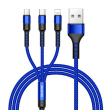 Carica l'immagine nel visualizzatore di Gallery, ZKAPOR Multi Cavo di Ricarica, 3 in 1 Multiplo Cavetto Micro USB 1.2M, Blu