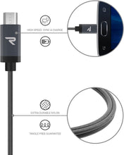 Carica l'immagine nel visualizzatore di Gallery, Cavo Micro USB [ 1M - 2Pezzi ] Rampow Trasferimento Dati e Ricarica Rapida, Antigroviglio Nylon, Cavo USB Micro USB Compatibile per Samsung S7/S6, Xiaomi, Huawei - Grigio siderale