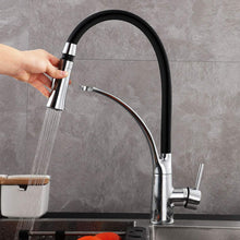 Carica l'immagine nel visualizzatore di Gallery, GAVAER Rubinetto per Cucina con Doccetta Estraibile, Silicone Nero E-6001