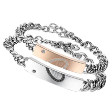 Carica l'immagine nel visualizzatore di Gallery, Flongo Mosaico Zircone Acciaio Braccialetti Coppia Uomo Donna Completo - Ilgrandebazar